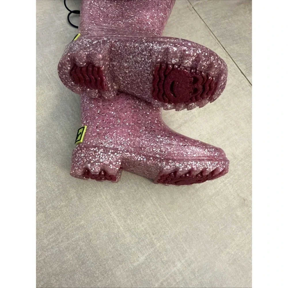 Western Chief Toddler Girl Size 5 Abby Glitter Lighted Rain Boots NWT Shiny